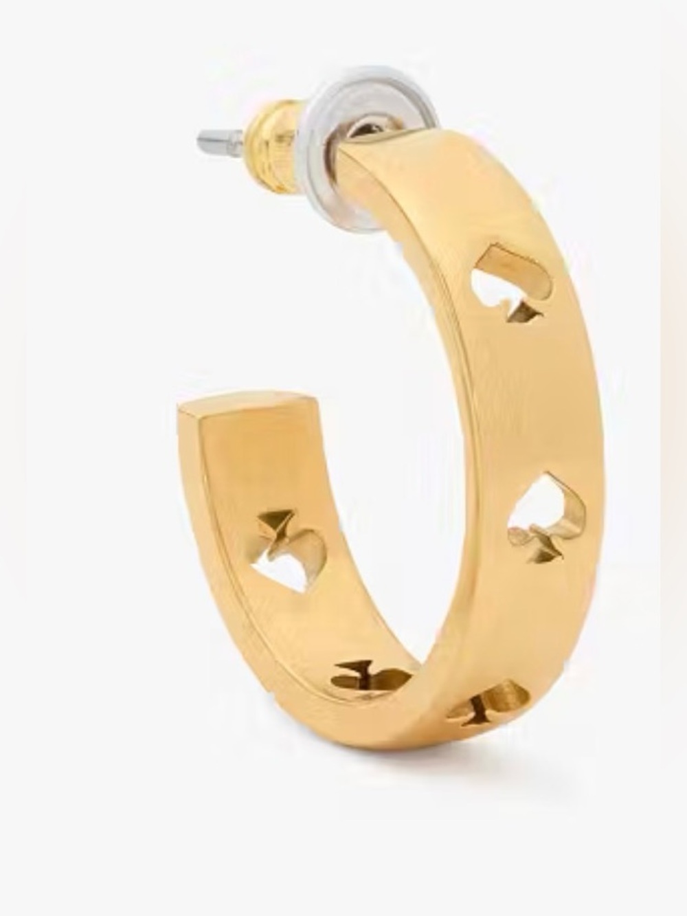 Kate Spade  Cut To The Chase Spade Huggies Earrings in Gold Color - NWT - Picture 3 of 5
